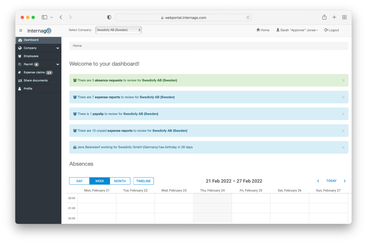 International payroll dashboard